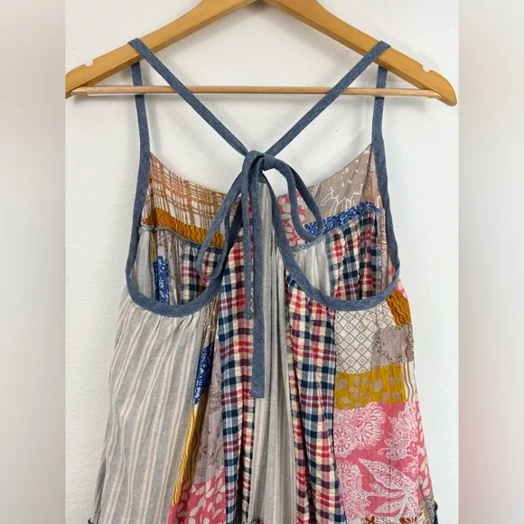 NWT Easel Boho Patchwork Maxi Dress Size M Linen Cotton Adjustable Festivals - Picture 8 of 15